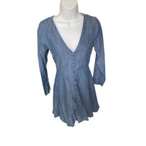 Madewell Womens Chambray Blue Denim Lilyblossom Button-Front Dress Size 00 XXS